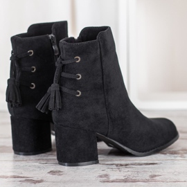 SHELOVET Botas con flecos negro 4