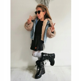 Apawwa Botas de nieve para niños con aislamiento de piel Black Turismo negro 3