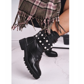 FE1 Botas altas planas de mujer negras con perlas Mishigan negro 1