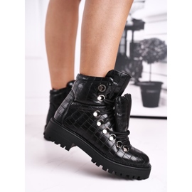 BUGO Botines planos de mujer con lengüeta Black Passa negro 3