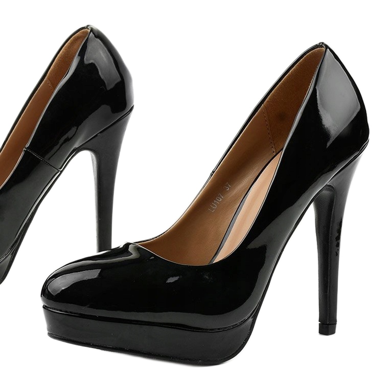 Stilettos negros lacados altos LU107 1