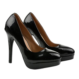 Stilettos negros lacados altos LU107 3