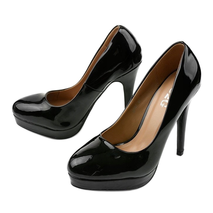 Stilettos negros lacados altos LU107 2