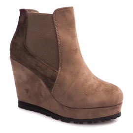 Botas de ante con cuña 7-GK7851B marrón 1