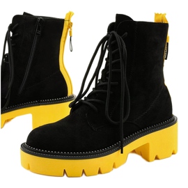 Botines con cordones Centrifugal de ante negro amarillo 1