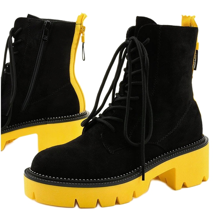 Botines con cordones Centrifugal de ante negro amarillo 1