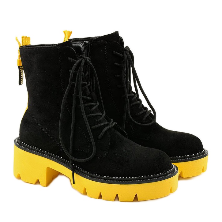 Botines con cordones Centrifugal de ante negro amarillo 2