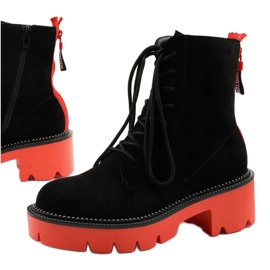 Botines con cordones Centrifugal de ante negro naranja 1