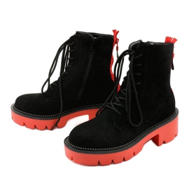 Botines con cordones Centrifugal de ante negro naranja 2
