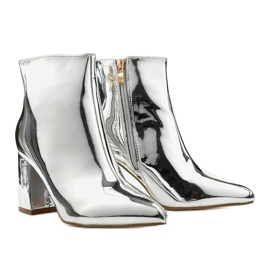 Botines plateados en el poste SY50P Cremallera plateada plata 3