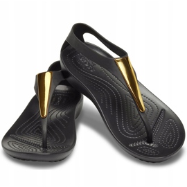 Sandalias de mujer Crocs Serena Metallic Bar Fp W negro y dorado 206420751 3