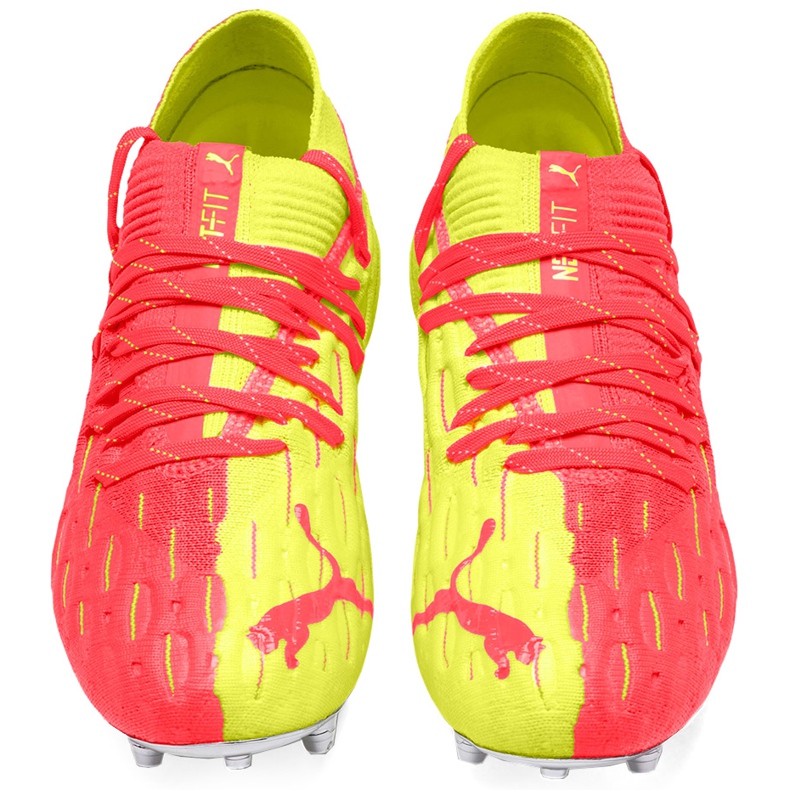 Botas de fútbol Puma Future 5.1 Netfit Osg Fg Ag Junior 105946 01 para niños amarillo rojo 2
