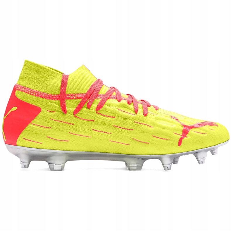 Botas de fútbol Puma Future 5.1 Netfit Osg Fg Ag Junior 105946 01 para niños amarillo rojo 1