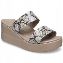 Crocs Pantuflas para mujer Brooklyn Mid Wedge W Multi Stucco 206219 93T beige 3