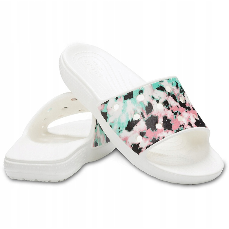 Crocs Classic Crocs Tie Dye Mania Slide 206481928 para mujer blanco multicolor 1