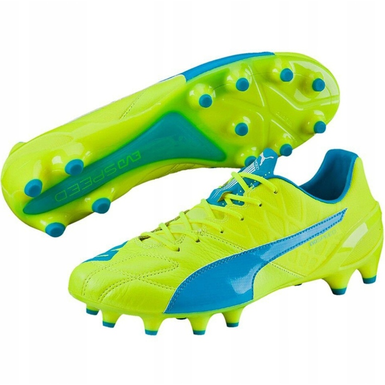 Botas de fútbol Puma Evo Speed ​​1.4 Lth Fg amarillo-azul 103615 03 2