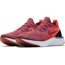 Zapatillas Mujer Nike Epic React Flyknit burdeos-naranjas-negras AQ0070 601 rojo violeta multicolor 3