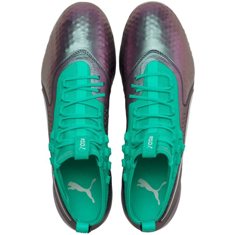 Zapatos de fútbol Puma One 1 Il Lth Fg Ag gris-verde 104925 01 rojo 1