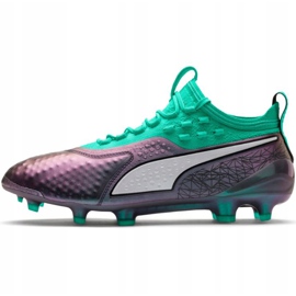 Zapatos de fútbol Puma One 1 Il Lth Fg Ag gris-verde 104925 01 rojo 2