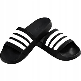 Zapatillas Adidas Adilette Cloudfoam Plus Stripes negras AP9971 blanco negro 1