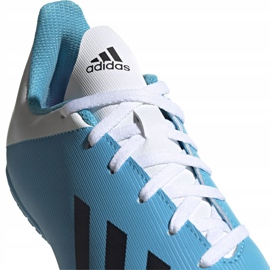 Botas de fútbol adidas X 19.4 In Junior azul y blanco F35352 2