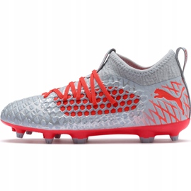 Botas de fútbol Puma Future 4.3 Netfit Fg Ag Junior plata-rojo 105693 01 multicolor gris 2