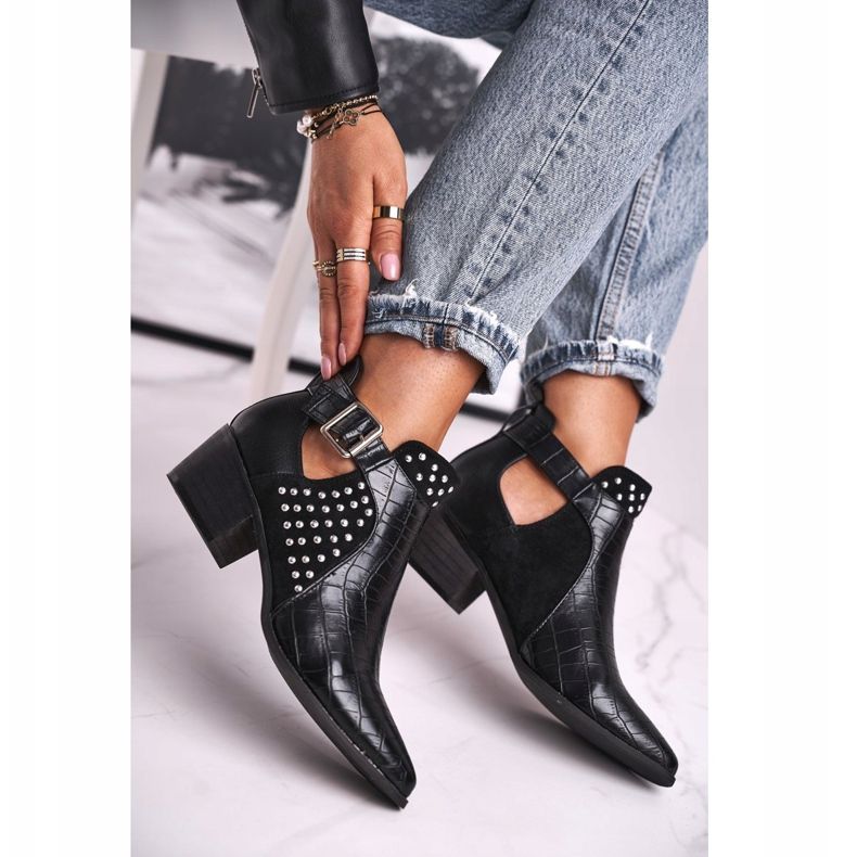 FB1 Botas De Mujer Con Hebilla De Tacón Alto Negro Rontra 2 FB1 Botas De Mujer Con Hebilla De Tacón Alto Negro Rontra 2