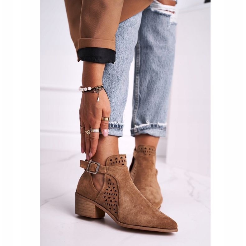 FB1 Botas De Mujer Con Tacón Alto Ante Hebilla Camel Esen marrón 1 FB1 Botas De Mujer Con Tacón Alto Ante Hebilla Camel Esen marrón 1