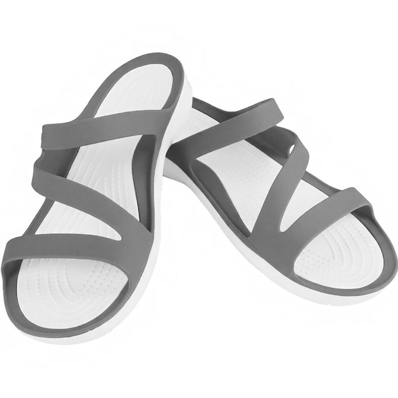 Crocs Pantuflas Mujer Swiftwater Sandal W Gris-Blanco 203998 06X 1