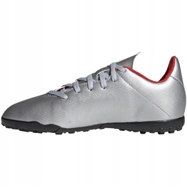 Botas de fútbol adidas X 19.4 Tf Jr plateadas F35348 rojo plata 3