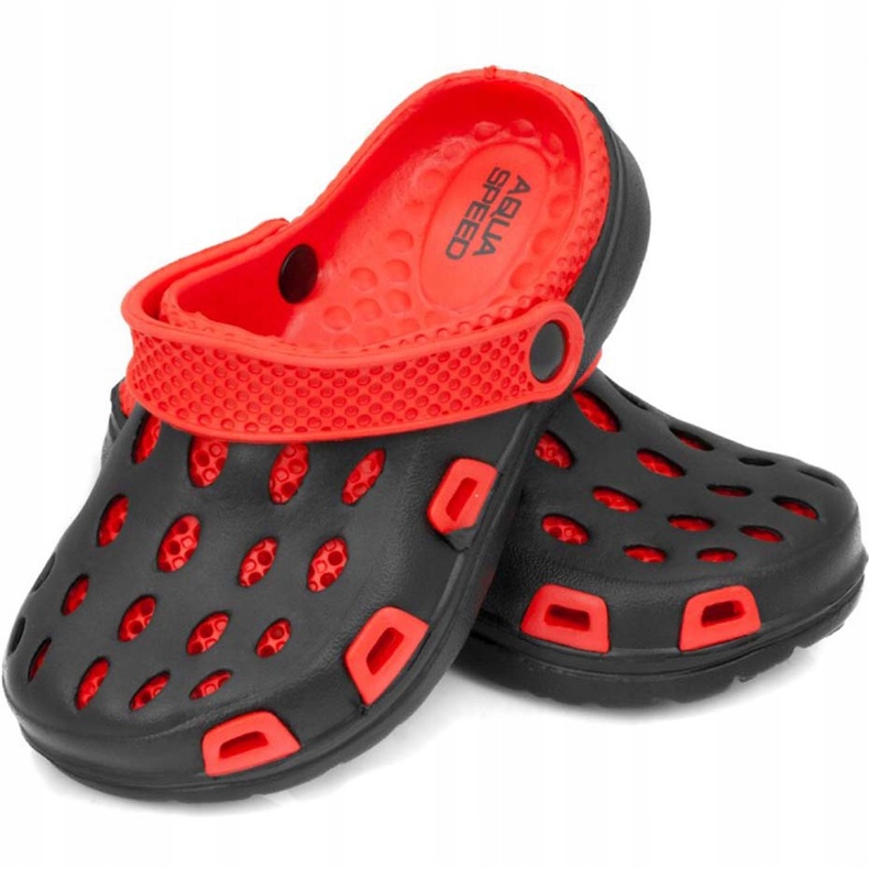 Zapatillas de piscina para niños Aqua-Speed ​​Silvi, col 31, negro y rojo 1