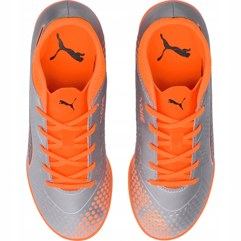 Zapatos de fútbol Puma One 4 Syn It Junior gris-naranja 104783 01 multicolor plata 1