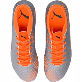 Zapatos de fútbol Puma One 4 Syn Fg gris-naranja 104749 01 multicolor plata 1