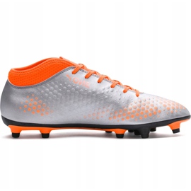 Zapatos de fútbol Puma One 4 Syn Fg gris-naranja 104749 01 multicolor plata 2