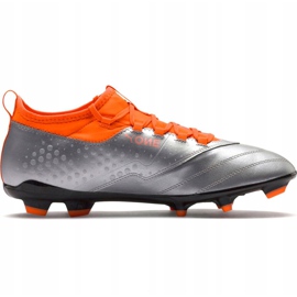 Zapatos de fútbol Puma One 3 Lth Fg gris-naranja 104743 01 multicolor 5