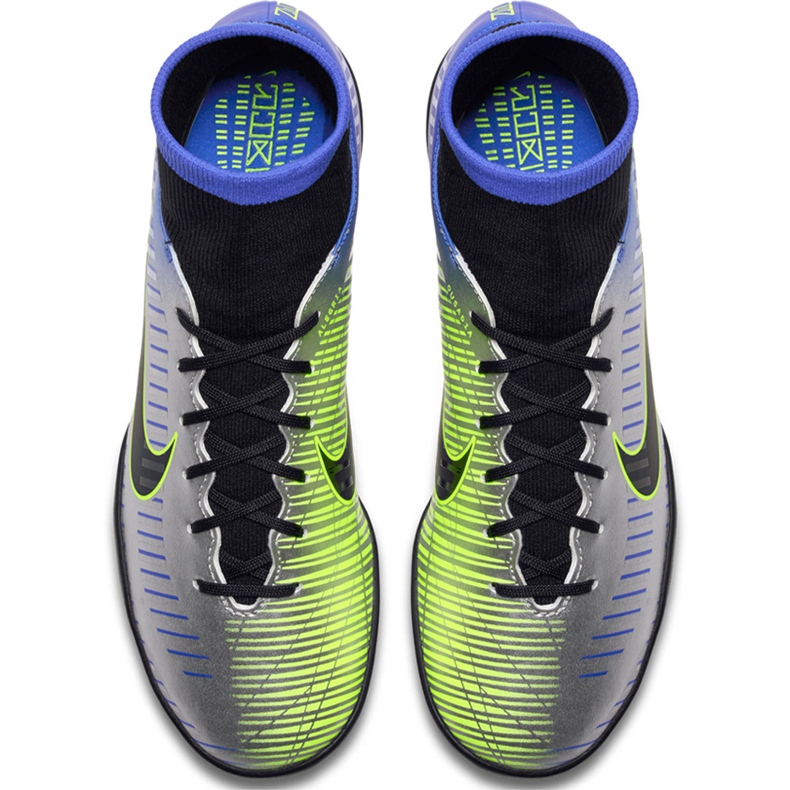 Calzado de fútbol Nike Mercurial X Victory 6 Df Neymar Tf 921514407 verde, azul, gris / plateado azul 1