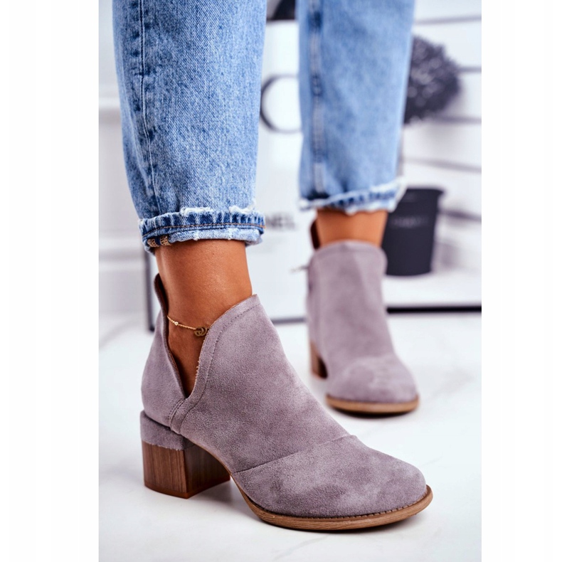 MSMG Botas de mujer en tacón alto recortadas gris mini meliori 2 MSMG Botas de mujer en tacón alto recortadas gris mini meliori 2