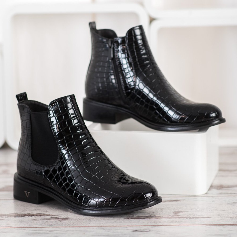 Filippo Botines Chelsea lacados negro 1