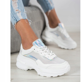 SHELOVET Zapatillas blancas de moda blanco plata 1