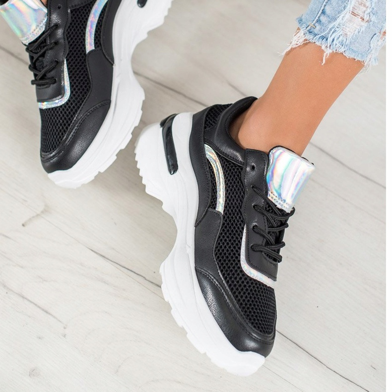 SHELOVET Zapatillas negras de moda blanco negro 2