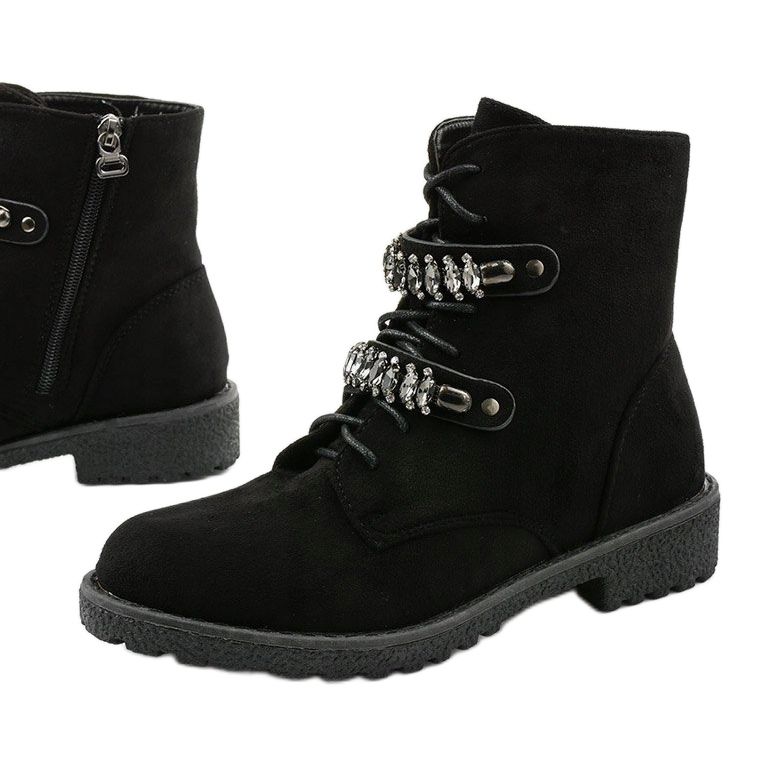 Botas negras con rayas decorativas de Ginoraya negro 1