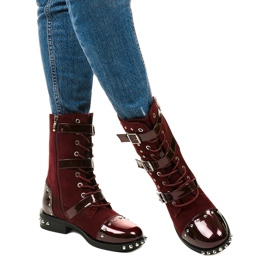 Botas granate con tachuelas Onreal rojo 1