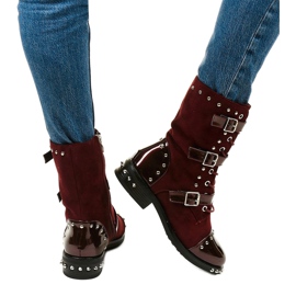 Botas granate con tachuelas Onreal rojo 3