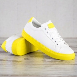 SHELOVET Calzado con suela amarilla blanco 3