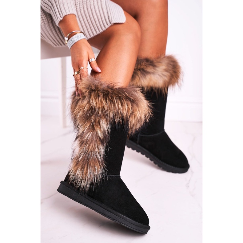 Botas De Nieve De Mujer Con Piel Con Piel Ante Negro Balvin 1