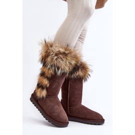 Botas de nieve cálidas de cuero para mujer Camel Balvin marrón 1