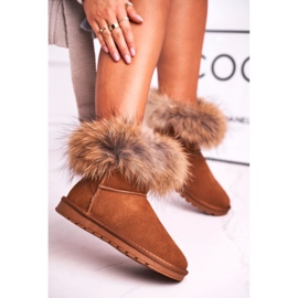HAN Botas de nieve de cuero Mukluk para mujer con piel marrón 1