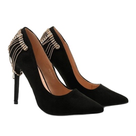 Zapatos de tacón negros tipo gamuza en un tacón Silvermore 1