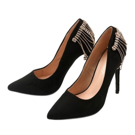 Zapatos de tacón negros tipo gamuza en un tacón Silvermore 4