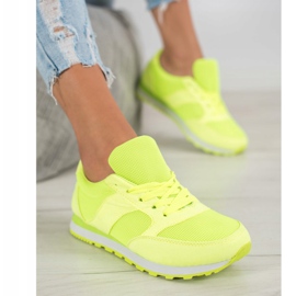 Ideal Shoes Zapatos deportivos de neón amarillo 4